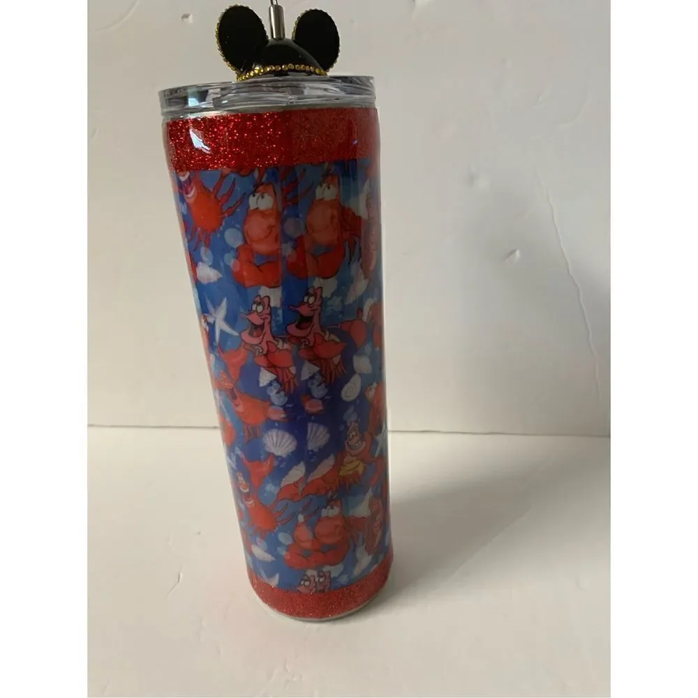 Handmade Mermaid/Lobster 20 oz Tumbler with straw topper